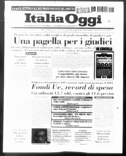 Italia oggi : quotidiano di economia finanza e politica